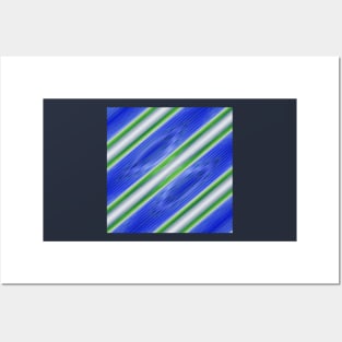 Blue and green diagonals Posters and Art